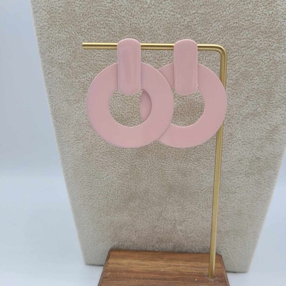 J Crew Pink Enamel Circle Earrings - Picture 11 of 12